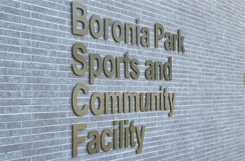 Bronze Boronia Park Sports and Community Facility sign on building.jpg